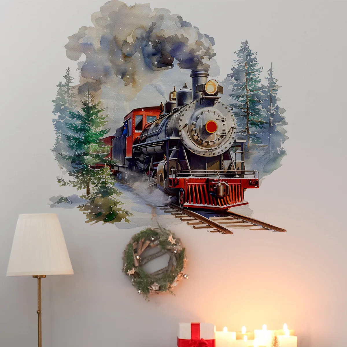 Train Wall Stickers Painted Steam Forest Home Decor Self-Adhesive Removable Vinyl PVC for Living Room Bedroom