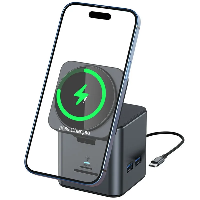 

8in1 Dock Station Type C Dock Station 15W Wireless Charger USB 3.0C PD100W RJ45 1000Mpbs USB Cable Splitter USB Cable Gender