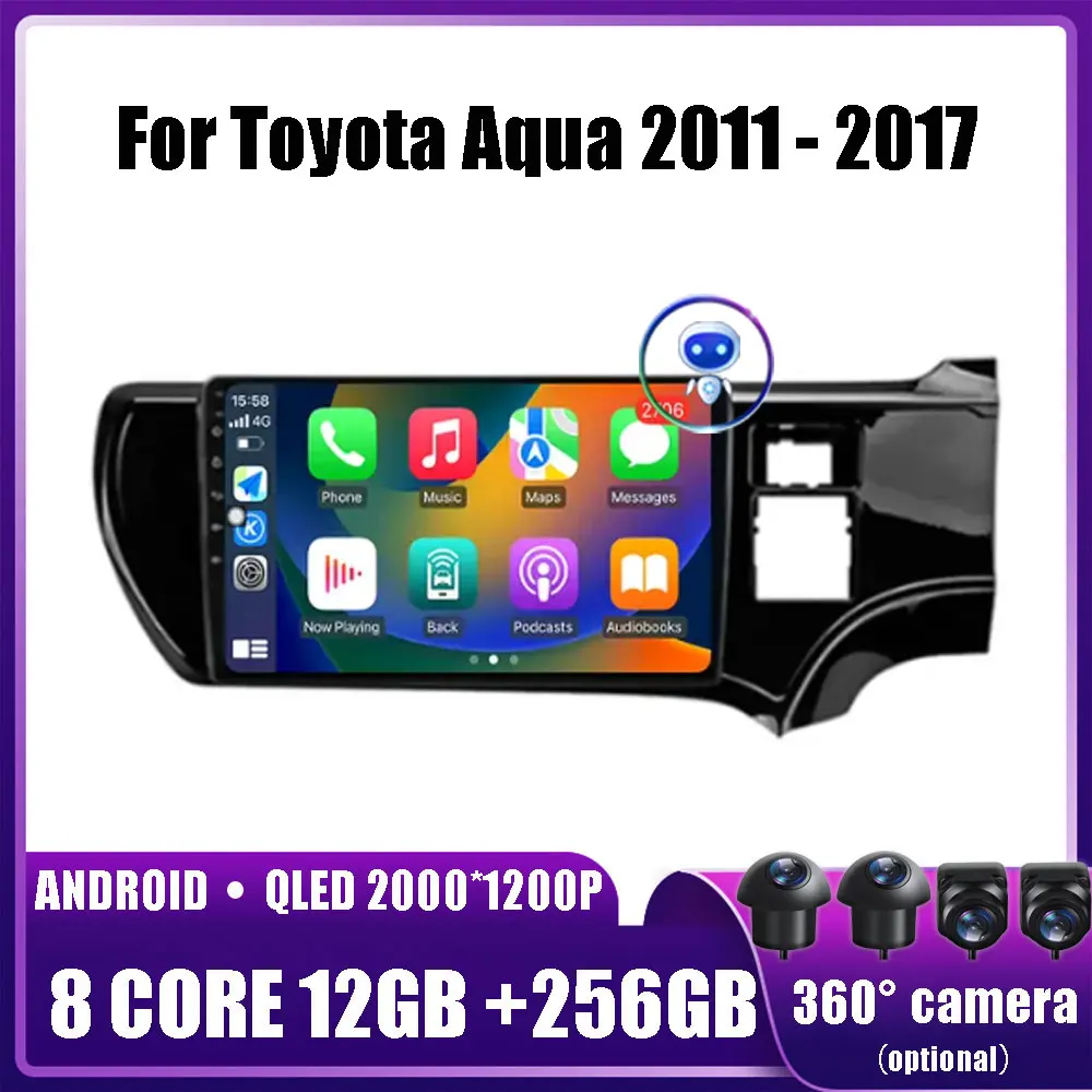 

Автомобильный мультимедийный плеер на Android 14 для Toyota Aqua 2011-2017, головное устройство, стерео, GPS-навигация, BT, Wi-Fi, DVD, автомобильные аксессуары, инструменты