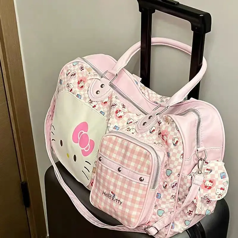 

Милая сумка-тоут Hello Kitty для женщин, новинка 2024, портативная дорожная сумка для багажа, удобная Многофункциональная портативная сумка большой вместимости для спортзала
