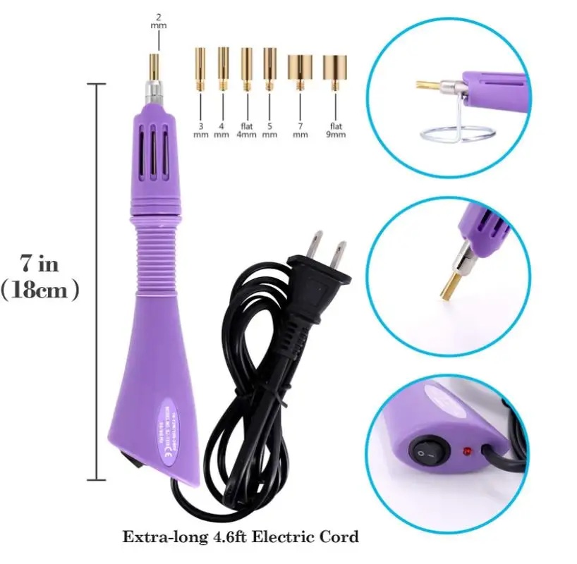 EU US Fast Heated Hotfix Rhinestone Applicator Iron-on Wand Heat-fix Tool Gun Mixed Size Hot Fix Rhinestones Glass Decoration