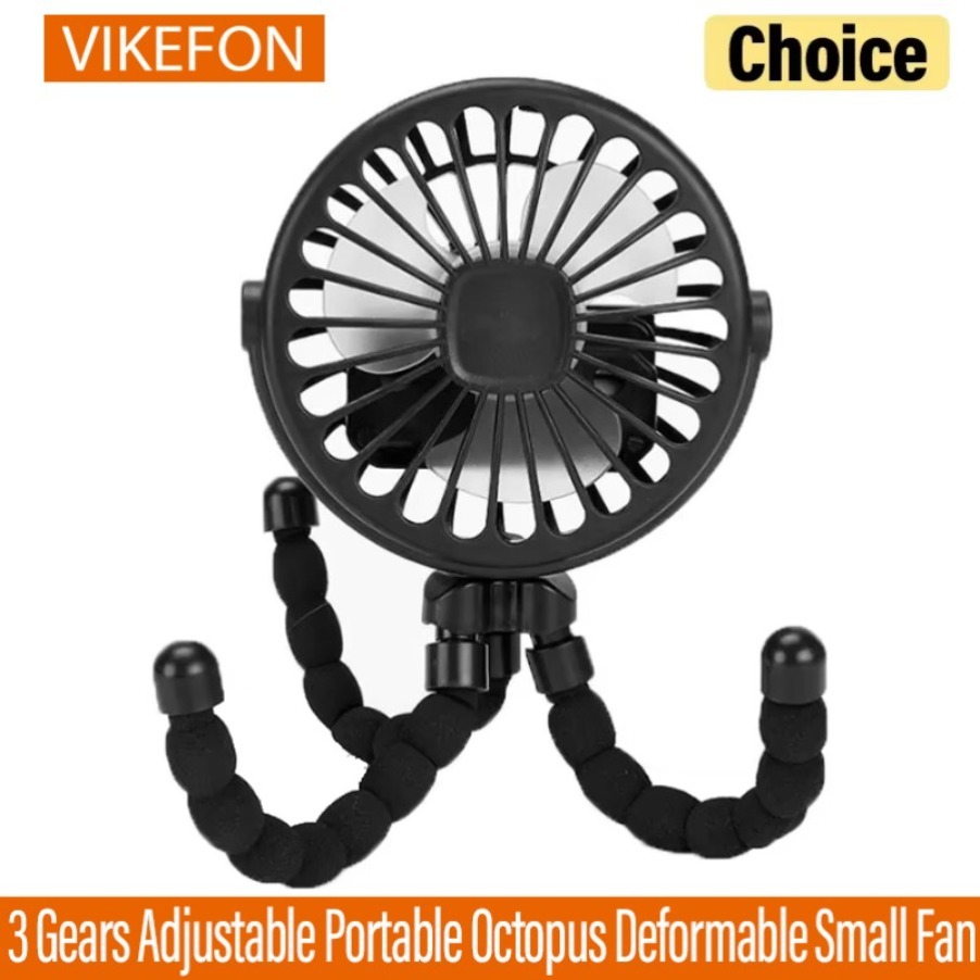 3 Gears Adjustable Portable Octopus Deformable Small Fan 360° Shaking Head Folding Handheld Fan Outdoor USB Charging Desktop Fan