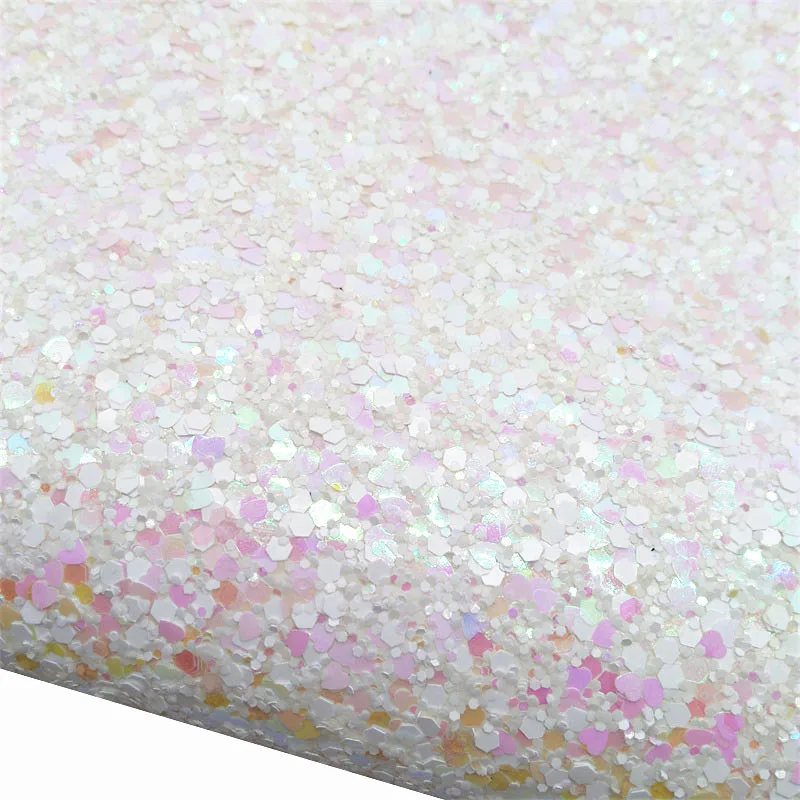 Spring Sakura Printed Leather Felt Backing Glitter Vinyl Chunky Glitter DIY Faux Leather Sheets For Bows Craft Bows L041