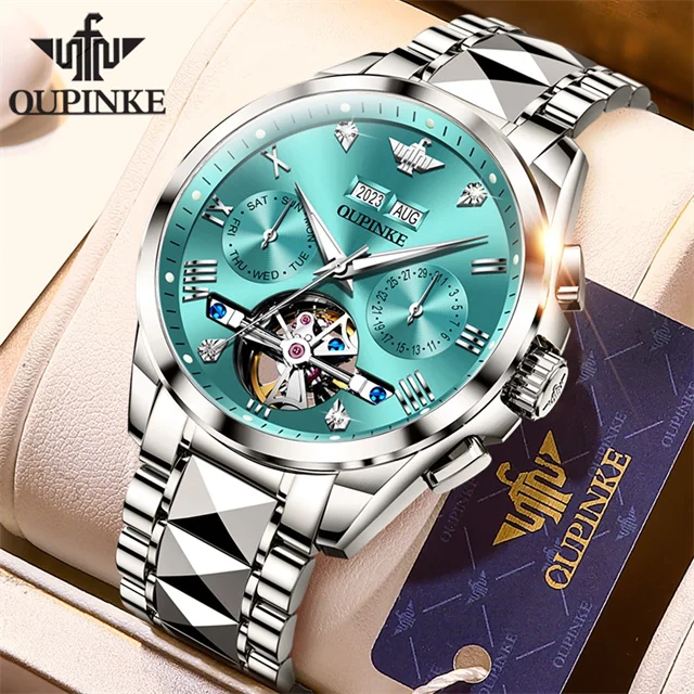 OROLOGIO UOMO OUPINKE Originale Scheletro Automatico Meccanico Lusso Impermeabile EUR 301,44
