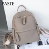 Classic Natural First Layer Cow Leather Women Backpack Grey High-end College Girl School Shoulder Bag Soft Back Cowskin Bagpack 2