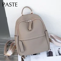 Classic Natural First Layer Cow Leather Women Backpack Grey High-end College Girl School Shoulder Bag Soft Back Cowskin Bagpack 2