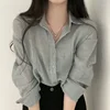 New Korean Trendy Shirt Blouse Simple Thin Pure Color Anti-UV Shirt Anti-fade Shirt Top Sun Protection Blouse Women Streetwear 4