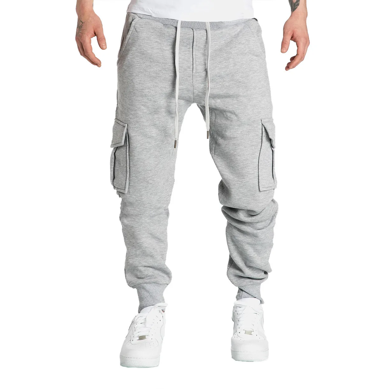 Mens Sweatpants Straight Fit Joggers for Sports and Streetwear Loose Oversized Drawstring Long Pants Men Multi-pocket Pants 3
