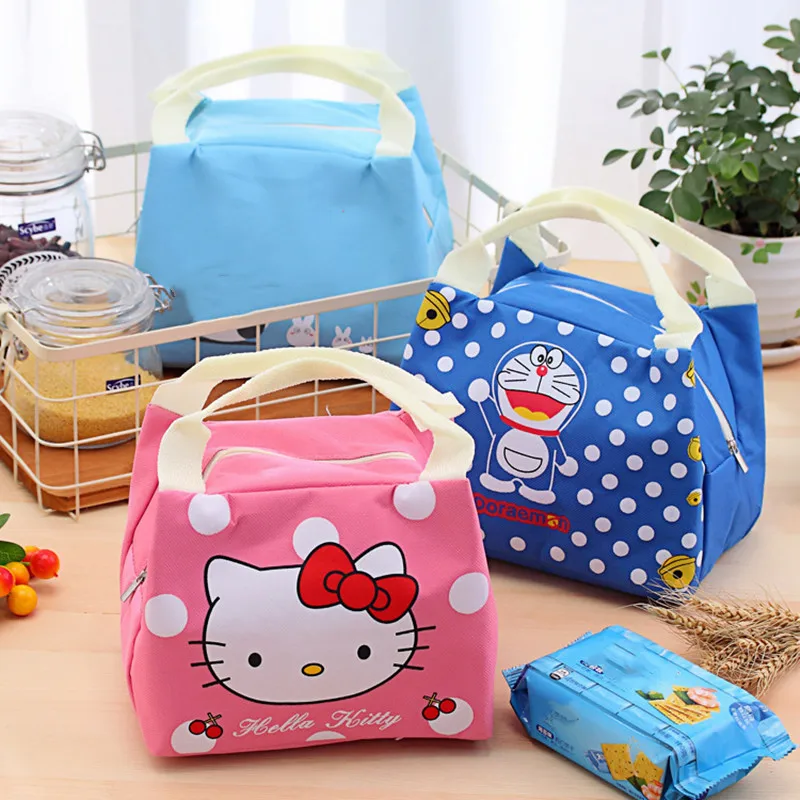 Children Hello Kitty Lunch Box Bag Disney Cartoon Stitch Thermal Insulation Bag Waterproof Food Storage Handbag 3