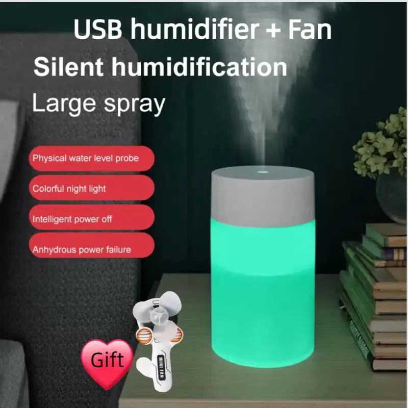 260ML USB Ultrasonic Air Humidifier LED Lamp Mini Essential Oil Diffuser Car Purifier Aroma Anion Mist Maker With Light + Fan