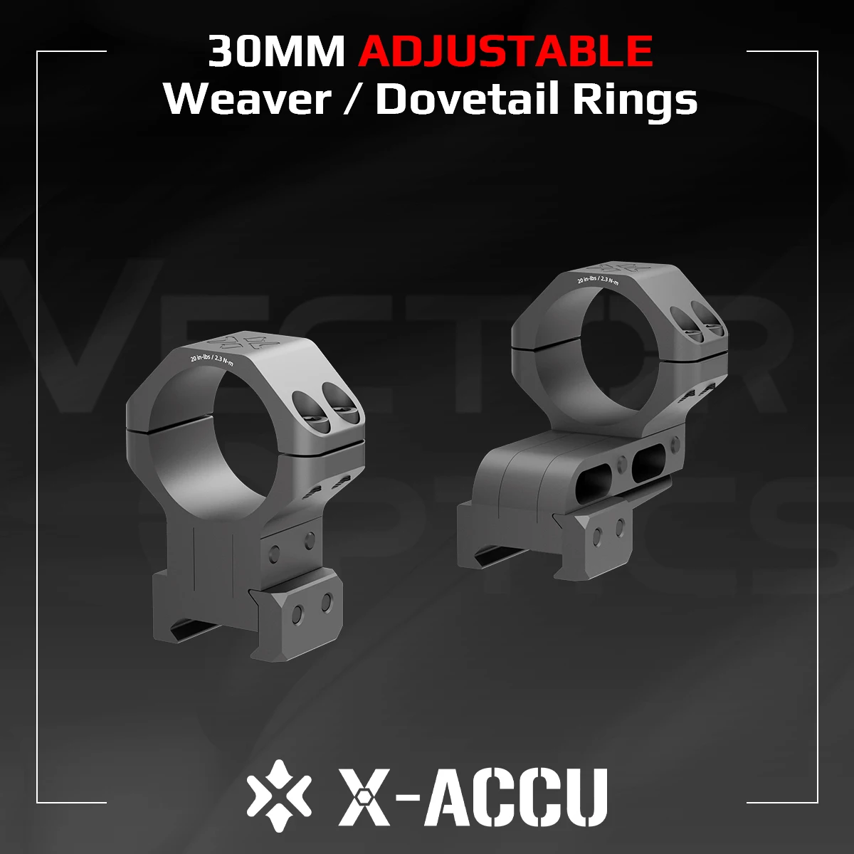 Vector Optics X-ACCU 30mm Cantilever Weaver/Dovetail Riflescope Rings Adjustable Elevation Height For Bullet Drop