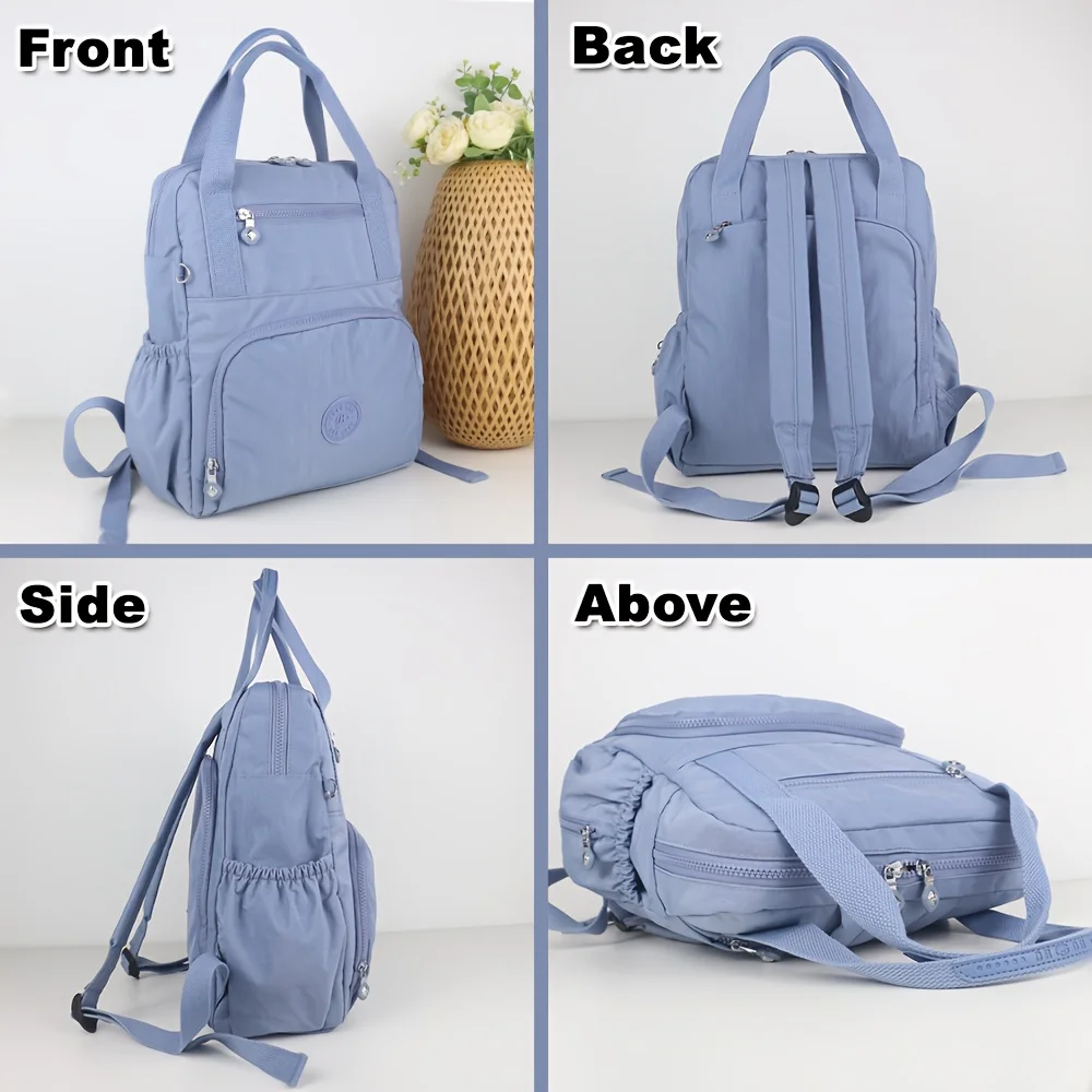 Women's Nylon Travel and School Backpack with Large Capacity and Multiple Pockets