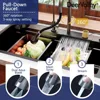 32 Inch , Stainless Steel Single Bowl Kitchen Sink w/Faucet Combo, Glass Rinser and Accessories, Black, 4
