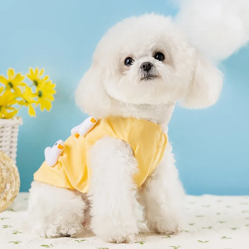 Small Dog Skirt Spring and Summer New Three-dimensional Dog Clothes Cute Little Yellow Duck Pullover Teddy Beautiful Clothes