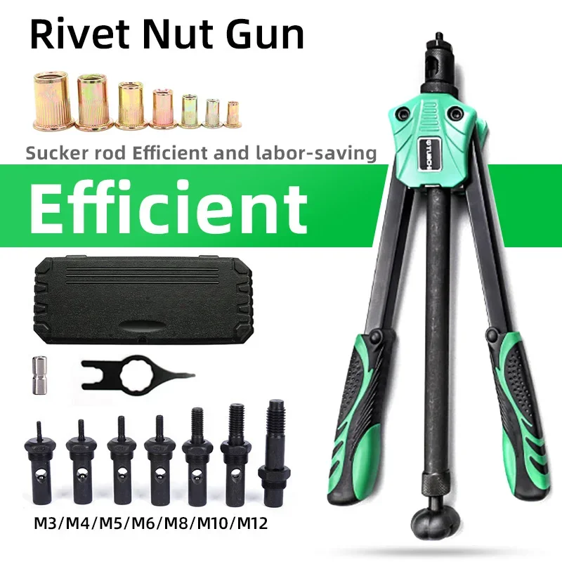 Hand Manual Rivet Nut Gun Tool Setter Metric M3 M4 M5 M6 M8 M10 M12 Nut Threaded Insert Riveter Pliers Quick Install Machine