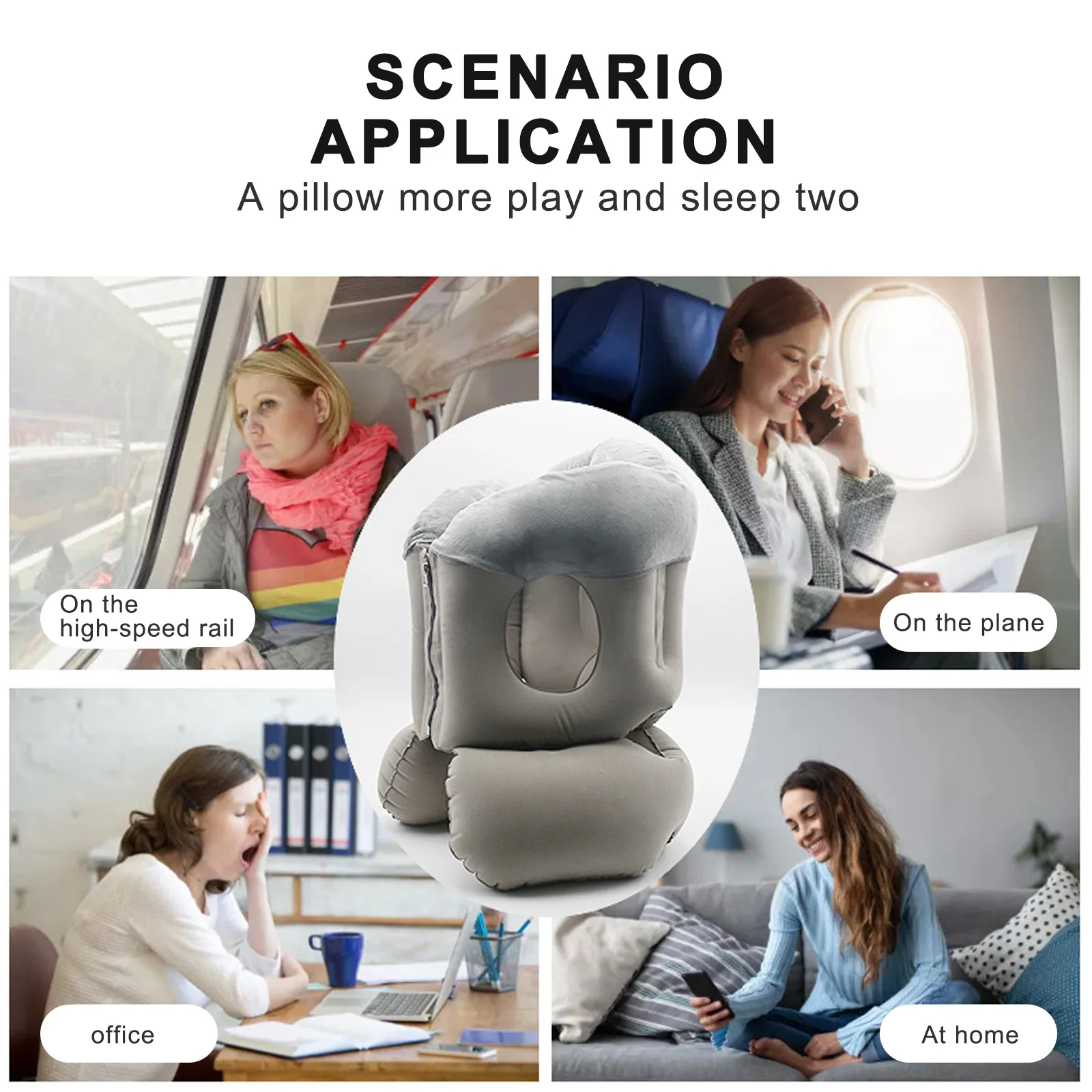 Upgraded Inflatable Air Cushion Travel Pillow Headrest Chin Support Cushions For Airplane Plane Car Office Rest Neck Nap Pillows car neck pillow