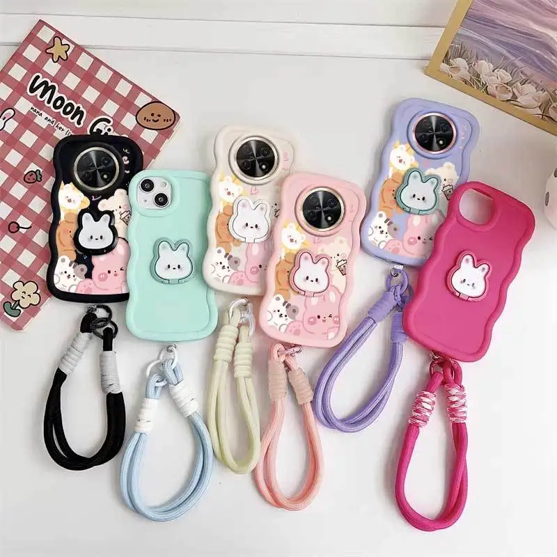 Curious Animals Phone Case Set with Lanyard and Rabbit Stand