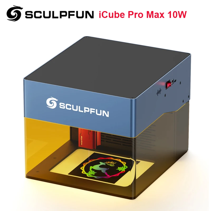 Sculpfun iCube Pro Max 10W Laser Engraver with Smoke Filter Temperature 0.08mm Laser Spot 120x120mm Engraving Area BT Type-C