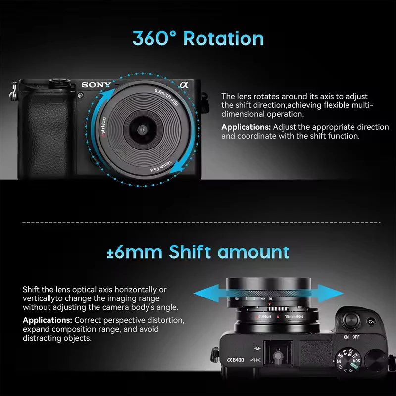 AstrHori MF 18mm F5.6 시프트 렌즈 APS-C 초광각 렌즈 ( E, 후지 X, 니콘 Z L-마운트 렌즈용)