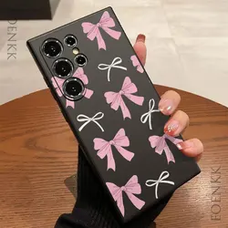 Chic Black Pink Bowknot Silicone Phone Case Cover for Note 20Ultra (Black DQMYSZN53)