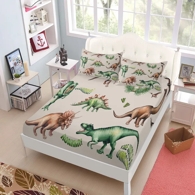 Jurassic Dinosaurs Set di lenzuola con angoli per bambini King Queen Set di biancheria da letto matrimoniale Full Size 2
