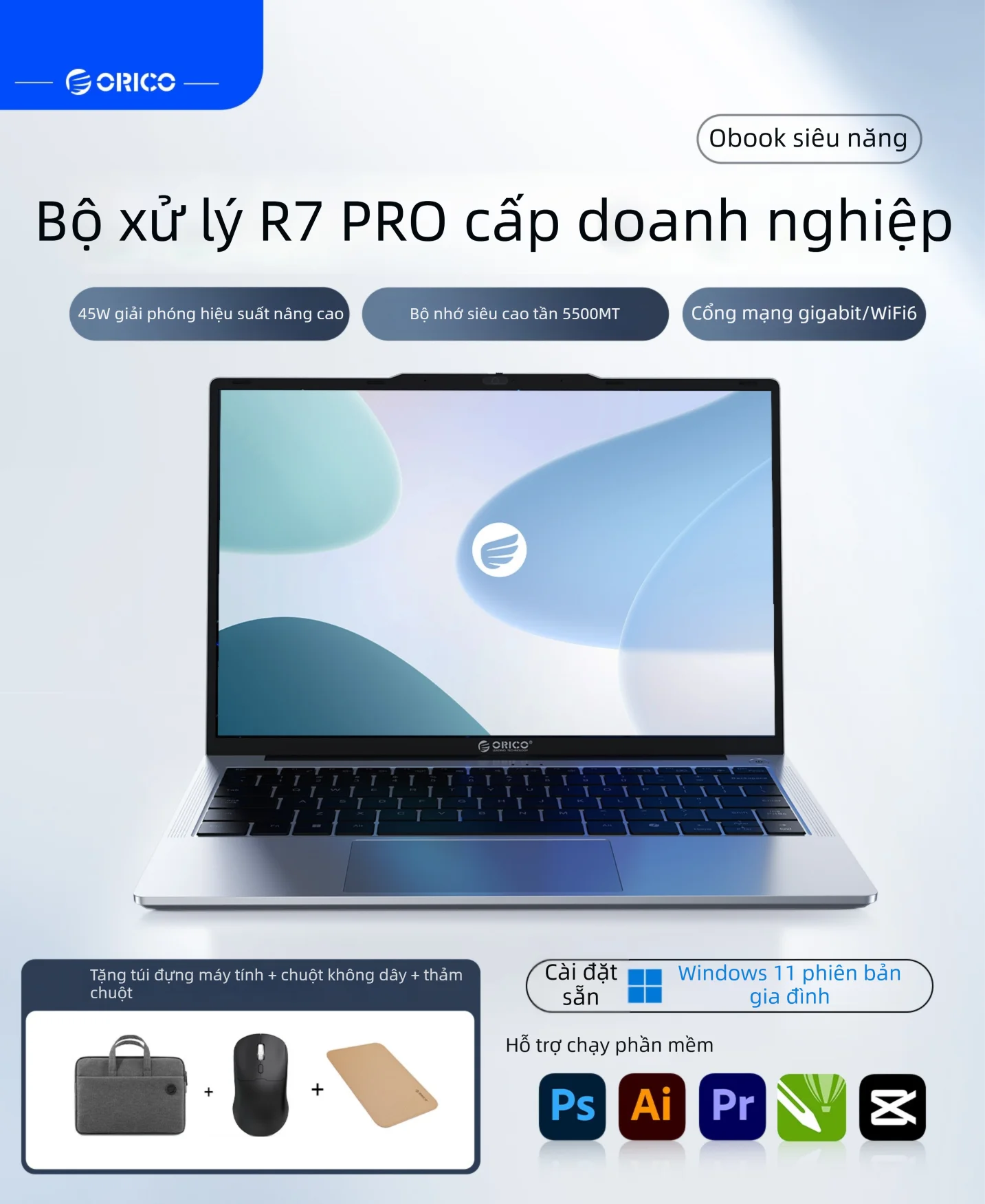 Orico | Slim Business Gaming Laptop 14 Inch Giá 20,588,000 Đồng*Miễn phí vận chuyển