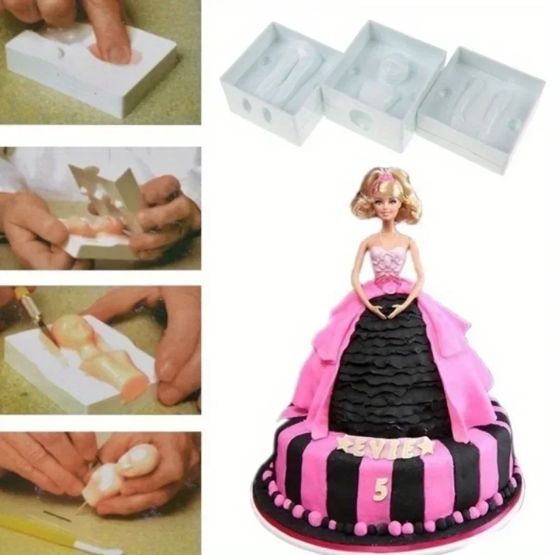 3Parts/Set Handmade Creative Molds 3D Human Shape Cake Mold Fondant Cake Decorating Gum Paste Baking Tool Stencil Fondant