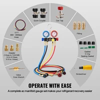 SucceBuy 4 Way AC Gauge-AC Manifold Gauge Set with 5ft Hoses for R134A/R22/R12/R410A Work on Car Freon Charging and Evacuation - Image 6