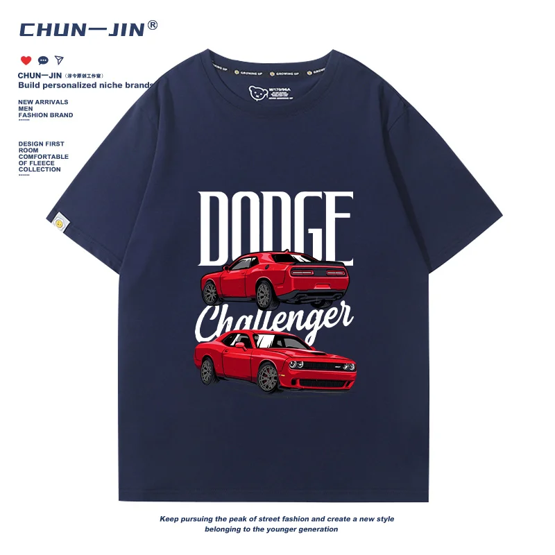 New Dodge SRT American big V8 muscle car Hellcat DEMON Charger Challenger pure cotton short sleeve summer T-shirt