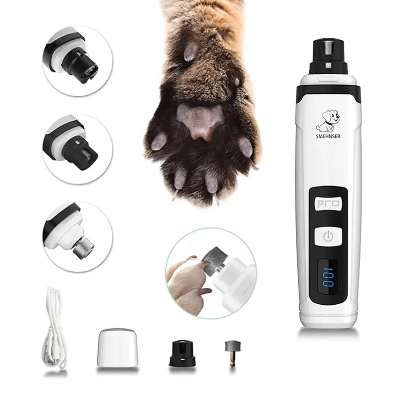 USB Charging Pet Nail Grinders Pet Nail Grinder Nail Grooming Trimmer Clipper Paws Nail Cutter Pet Grooming Trimmer Supplies pet clipper electric low noise animal pet dog cat hair razor grooming clipper trimmer shaver with ac power adapter eu us uk plug