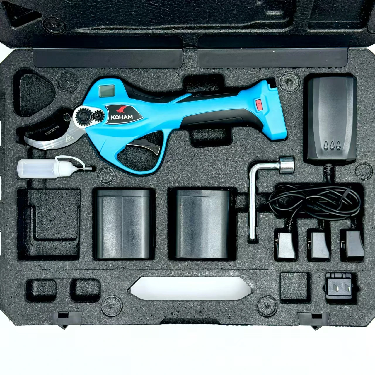 KOHAM 25.2V Electric Pruning Shears Progressive Function Branch Cutter Tree Pruner 40mm SK5 Scissors with 3 Batteries for Garden 6