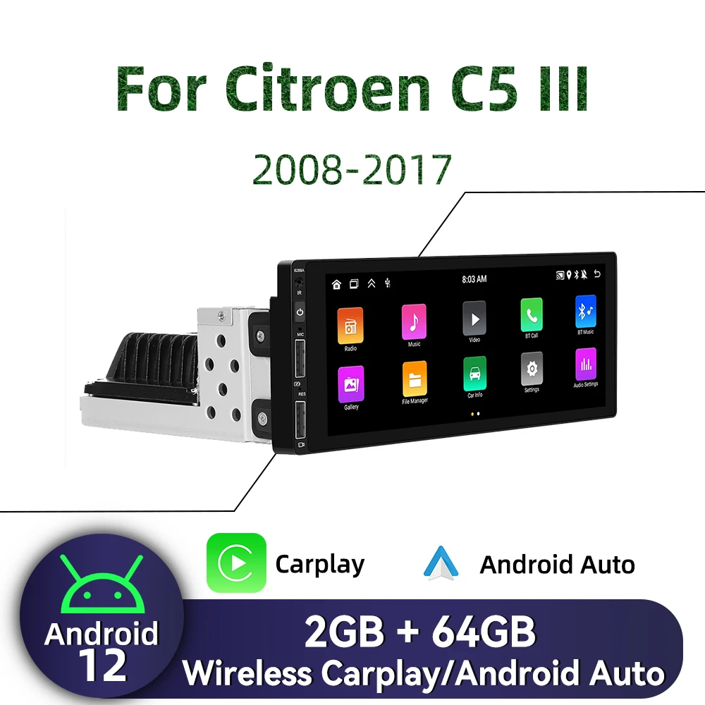 

1Din Android радио для Citroen C5 III 2008-2017 Carplay Авторадио Android авто стерео автомобильный мультимедийный Головной блок навигация GPS BT
