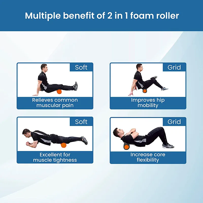 2 in 1 Foam Roller For Deep Tissue Massage for Muscle Fitness Exercise Therapy Yoga With Bag Myofascial Trigger Point Release