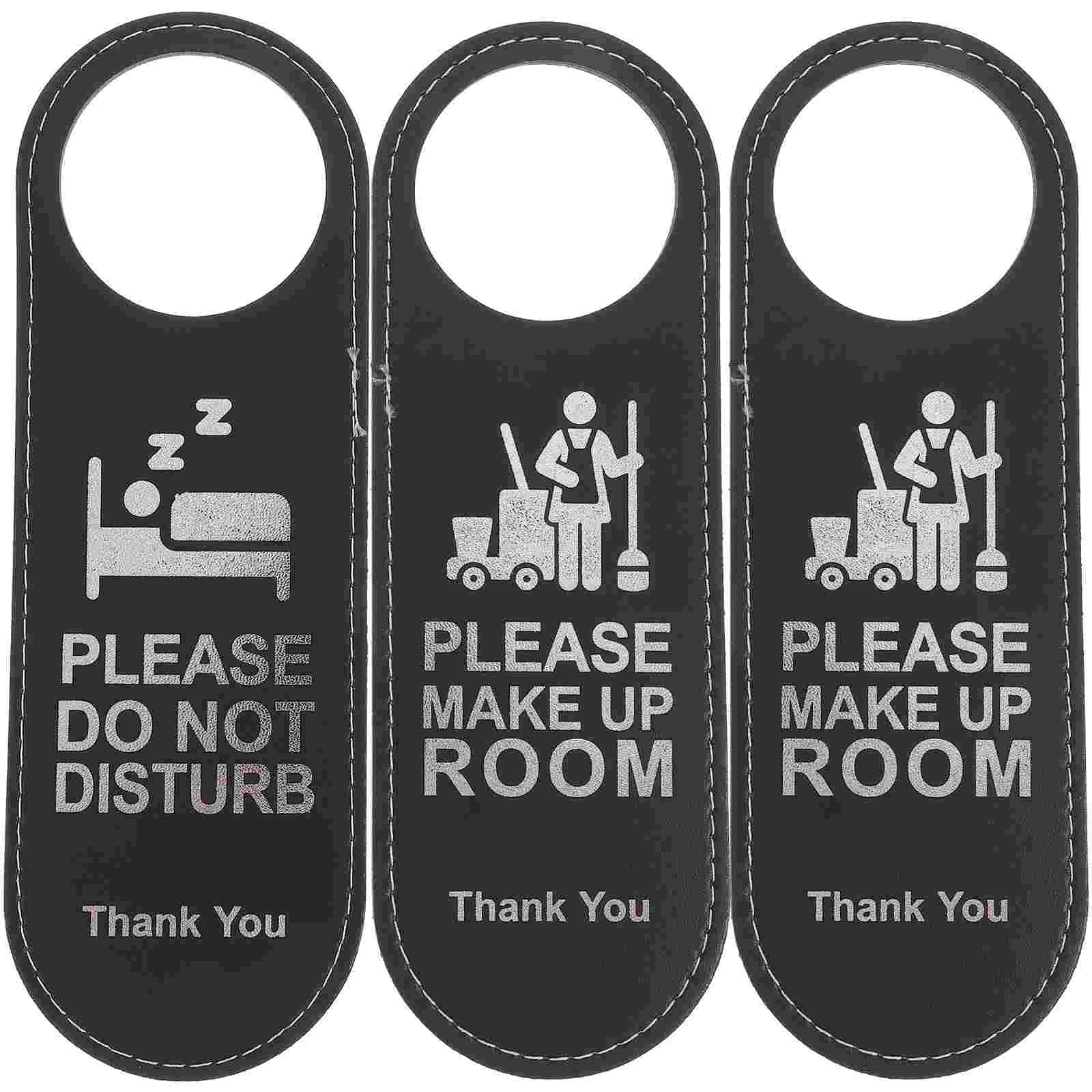 

3 Pcs Clean Double-sided Listing Door Handle Hanger Hotel Hanging Sign Front Knob Simple Tag The Office