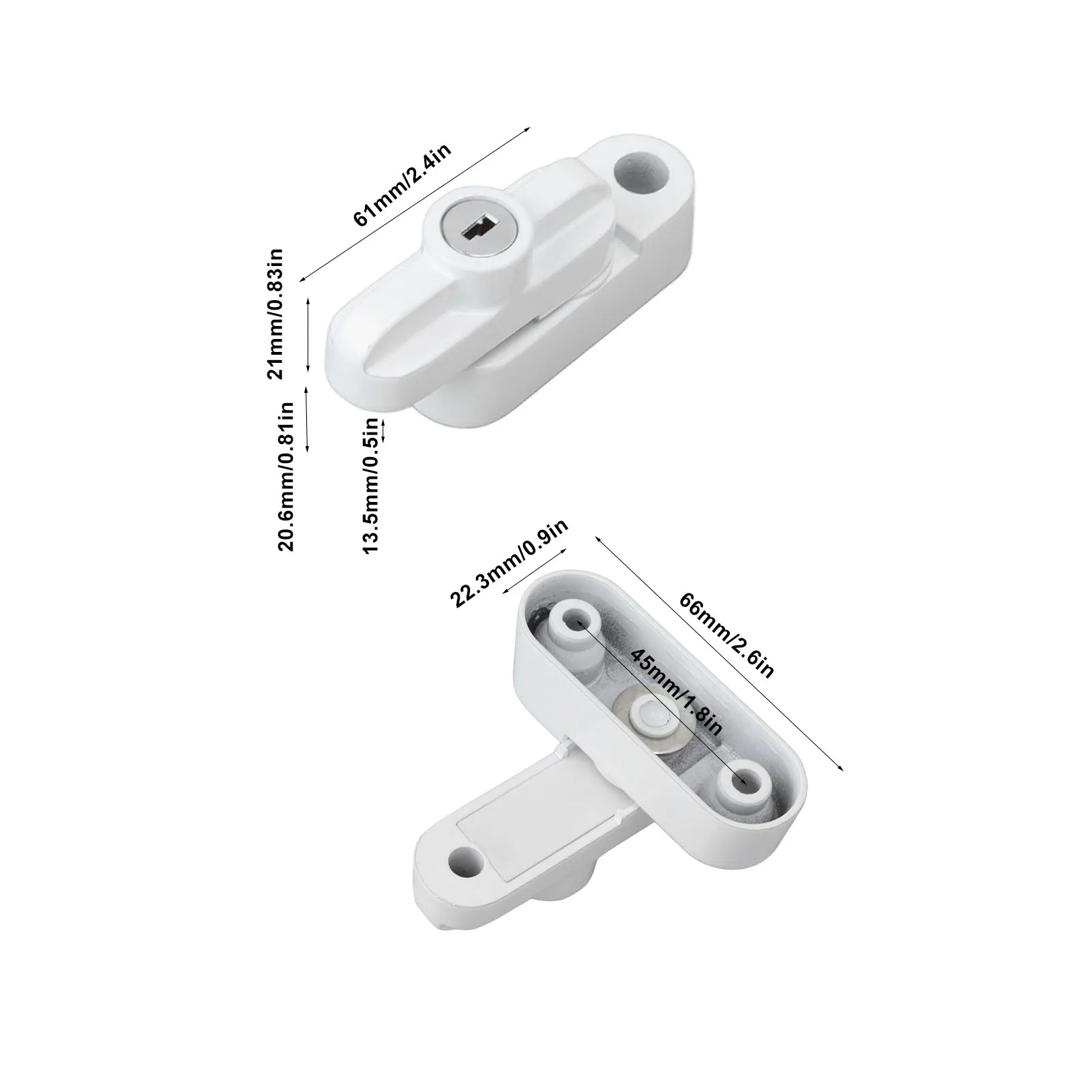 Flat Window Buckle Lock Aluminum Alloy T Shaped External Window Lock Catch for Home