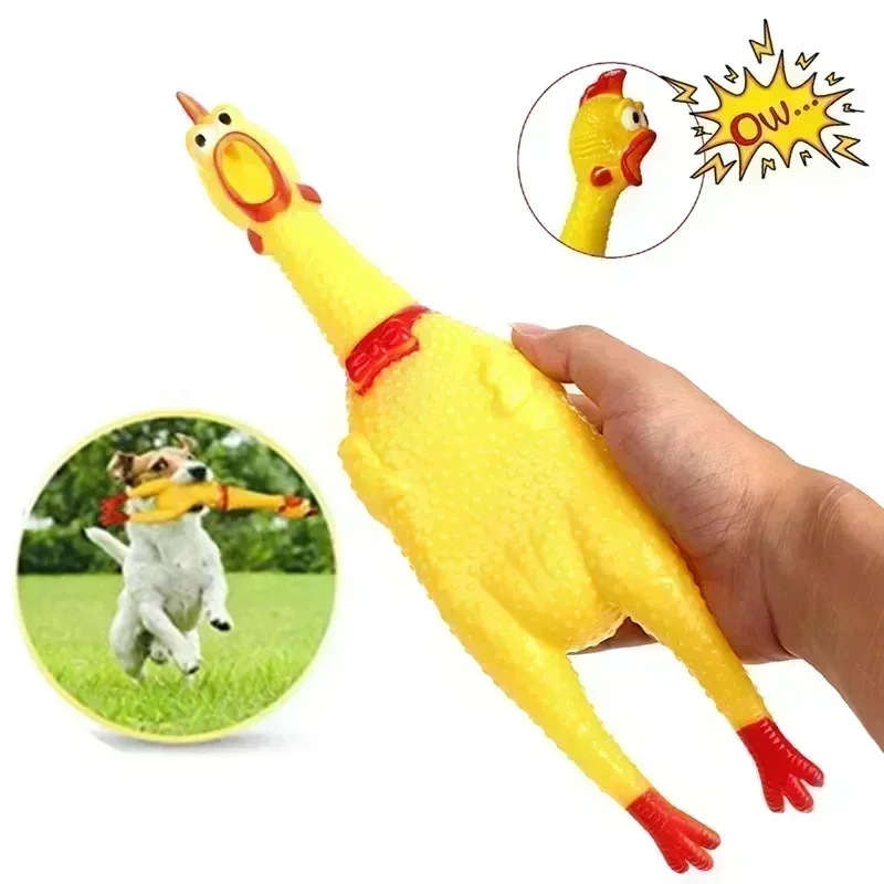 Juguetes para masticar para s, productos para mascotas, pollo de escape, juguete interactivo divertido y duradero, goma amarilla, 17CM, 31CM, accesorios - Imagen 4
