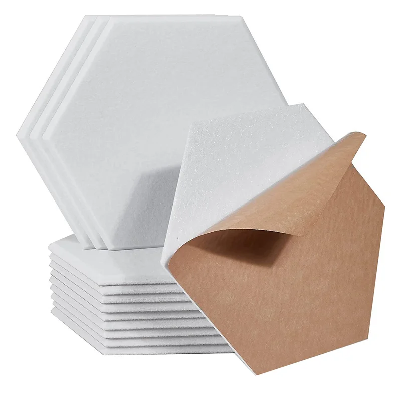 

18 штук самоклеящиеся фотообои, 12x10x0,4 дюйма шестиугольные акустические панели, для студии записи, офиса, дома, белые