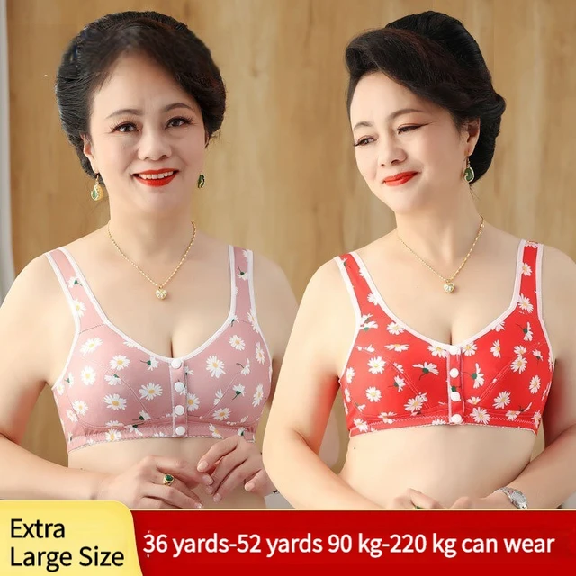 Front Button Type Older Women's Underwear Printed New Wide Straps Bra Plus  Size Sleep Women's Tops Lingerie Without Steel Ring - AliExpress