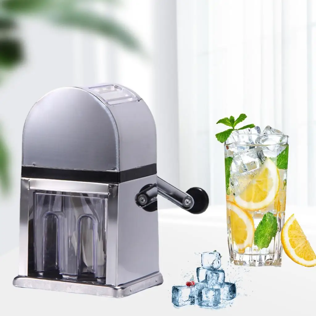 Portable Manual Ice Shaver Block Shaving Machine Crusher Snow Cone Maker