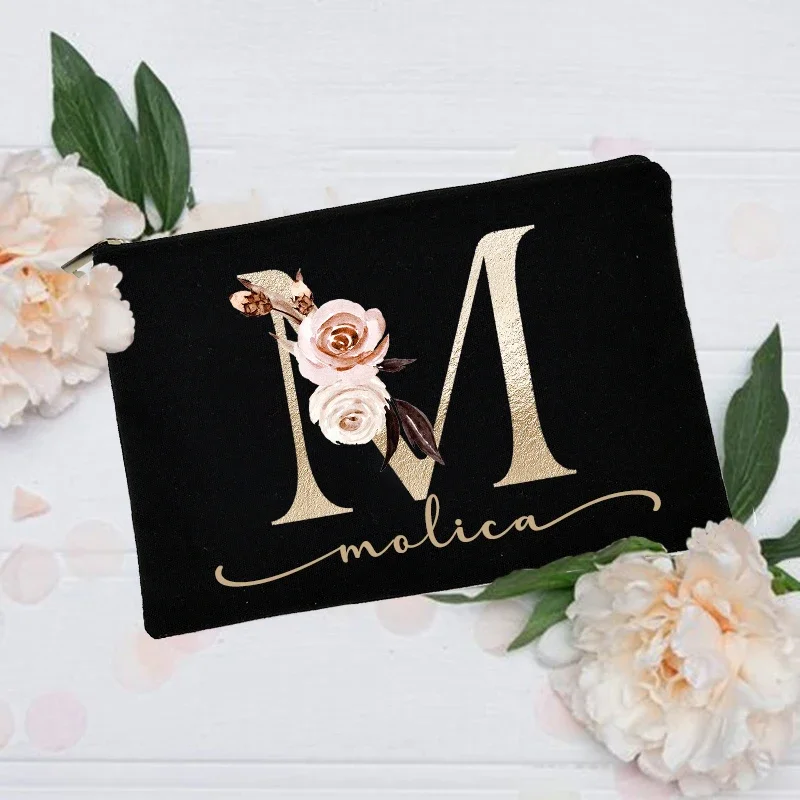 Personalized Custom Initial Name Makeup Bag Make Up Bags Cosmetic Case Bridal Shower Gift Canvas Toiletry Organizer Bridesmaid for makeup organizer,cosmetic bag,cosmetic storage bag,toiletry bag,makeup bag,cosmetic case