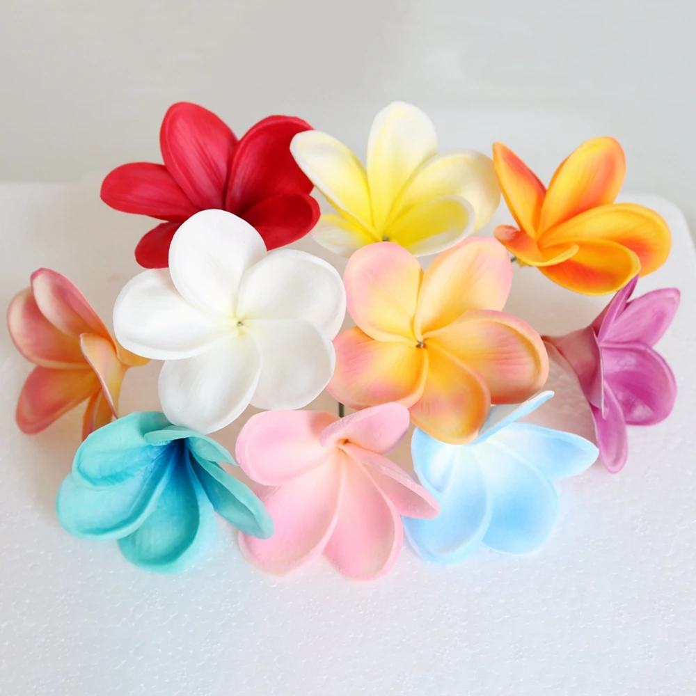 20PCS PU Artificial plumeria hair flower Stems Natural Real Touch