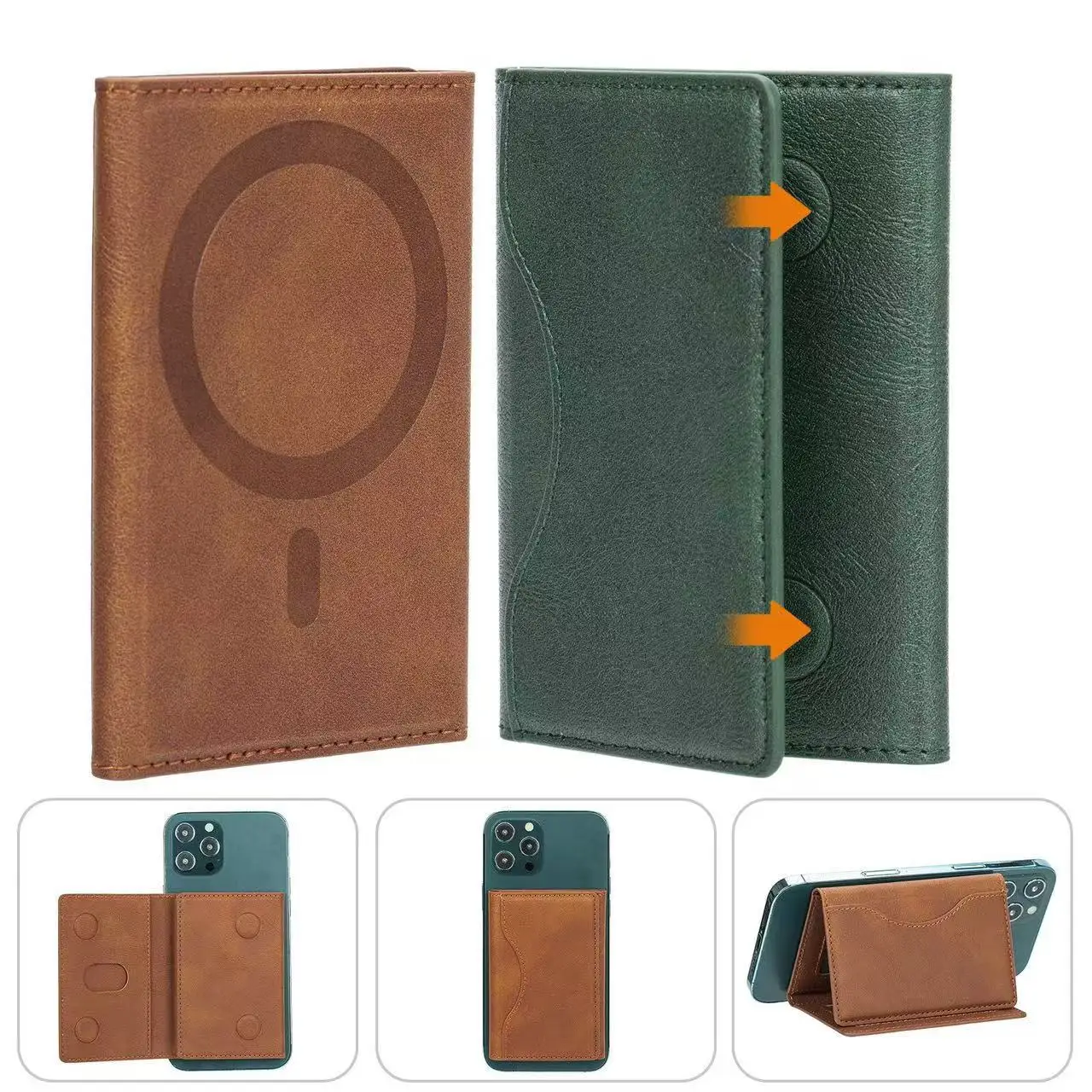 MagSafe Magnetic PU Leather Card Holder Wallet with Multi Card Slots