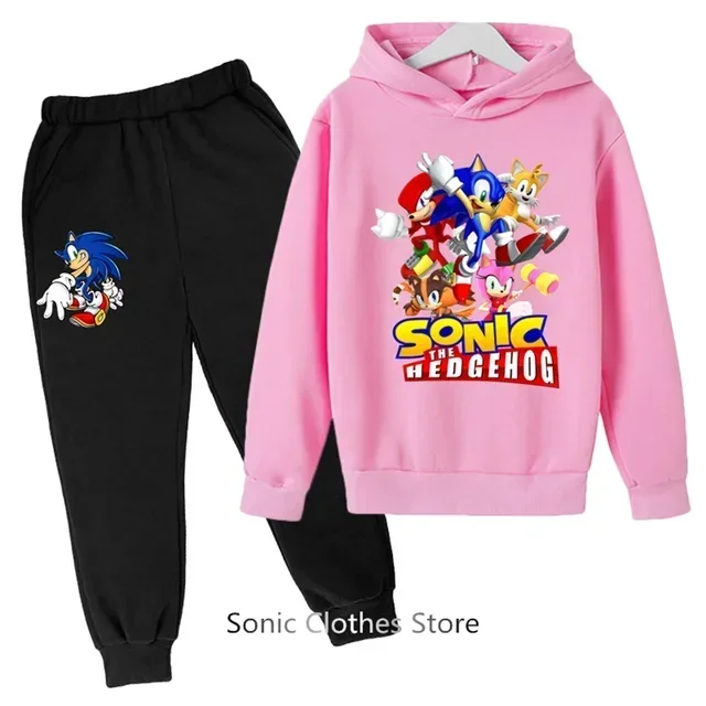 thumbnail image 1 of Sudadera con capucha de baloncesto para niños y niñas, conjunto de sudadera con capucha de Sonic Sports, primavera y otoño, 2 piezas, tops y pantalones, para adolescentes de 3 a 14 años, 1 of 5