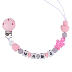 Chupete personalizado con nombres de letras para bebé, cadena con Clips, mordedor para bebé, correa para masticar, soporte para pezones, regalos