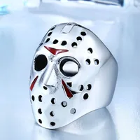 Punk Hip-hop Video Overbearing Stainless Steel Jason Mask Ring Men Boys Fashion Personality Drop Glue Men Ring Jewelry Wholesale 1
