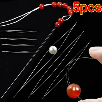 5-piece set — Large-Eye Self-Threading Beading Needles for Jewelry Making
