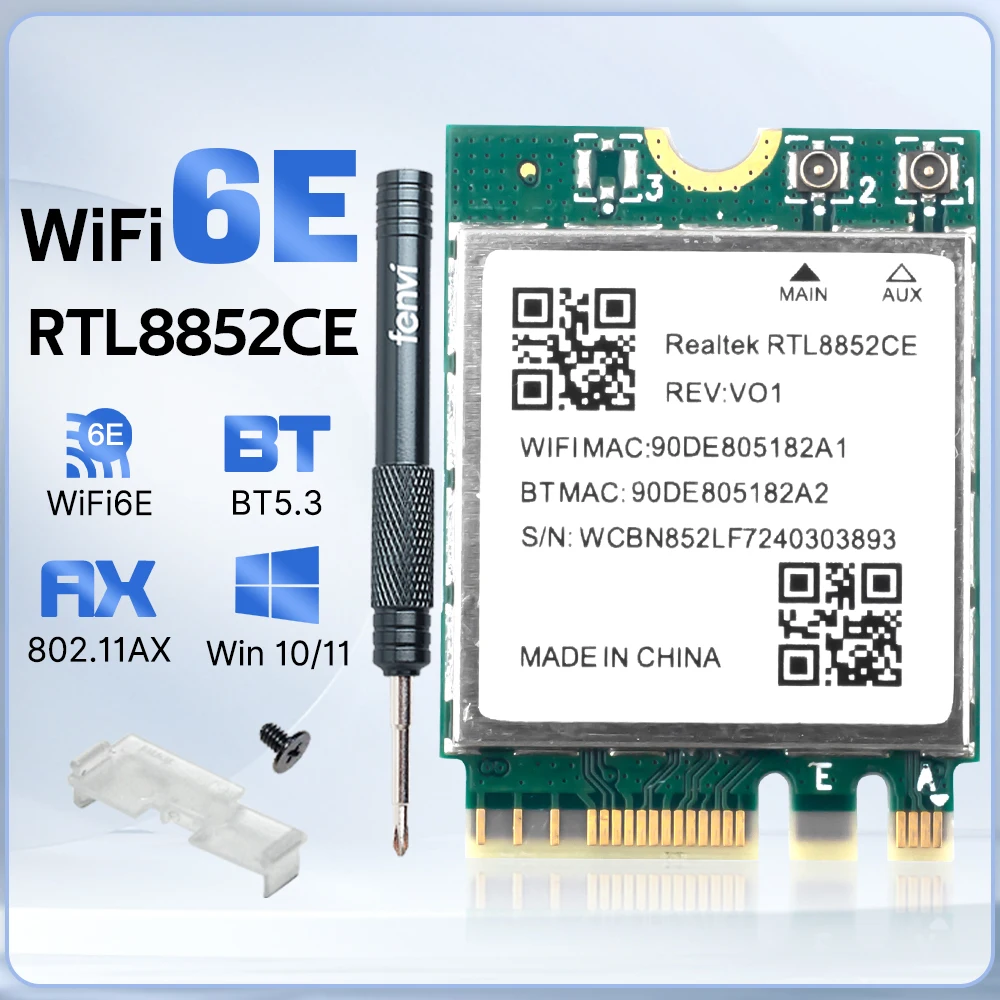Wi-Fi 6E Realtek RTL8852CE WiFi ネットワークカード 5374Mbps