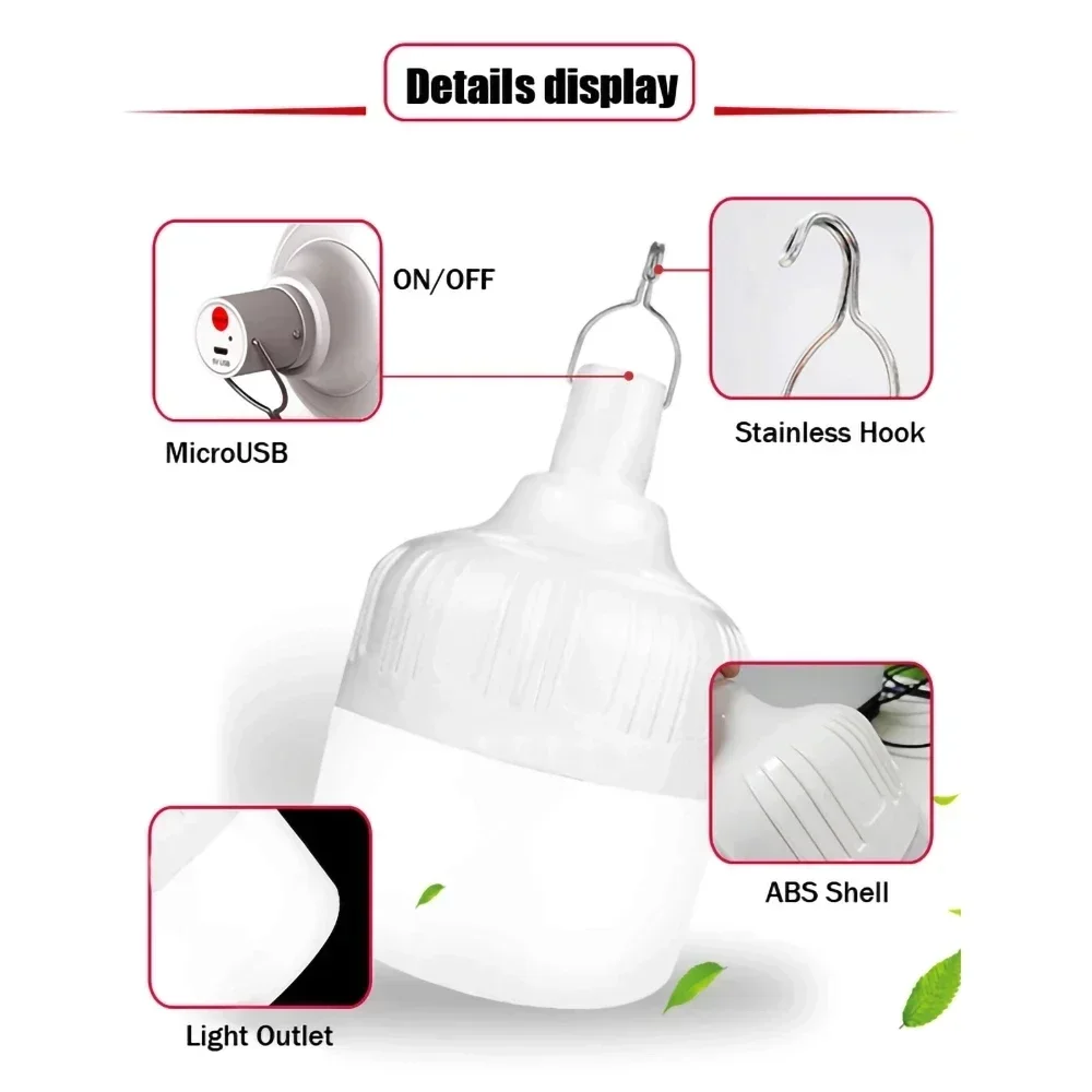Description Picture 5 of itemHigh Power LED Camping Light Rechargeable Portable Lanterns Outdoor Emergency BBQ Tent Lighting Lamp Bulb with Hook