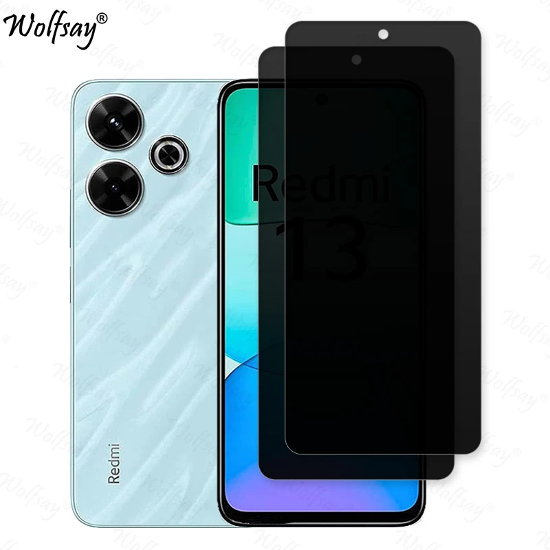 Anti-Spy gehärtetes Glas für Xiaomi Redmi 13, Sichtschutzfolie, Redmi 13, 4G, vollständige Abdeckung, Glas für Redmi 13, Glas 6,79 Zoll