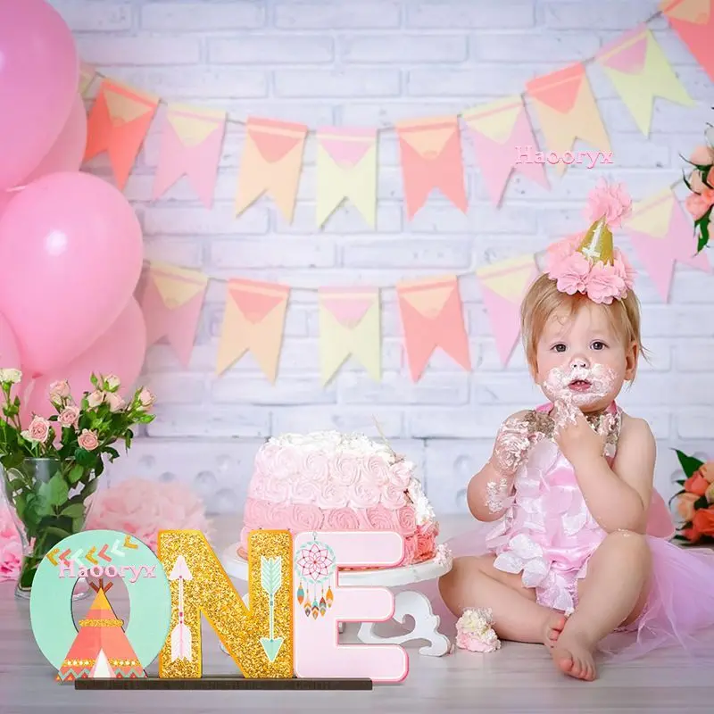 Freestanding wooden letters ONE standing wooden sign photo prop for first  birthday, First birthday decoration